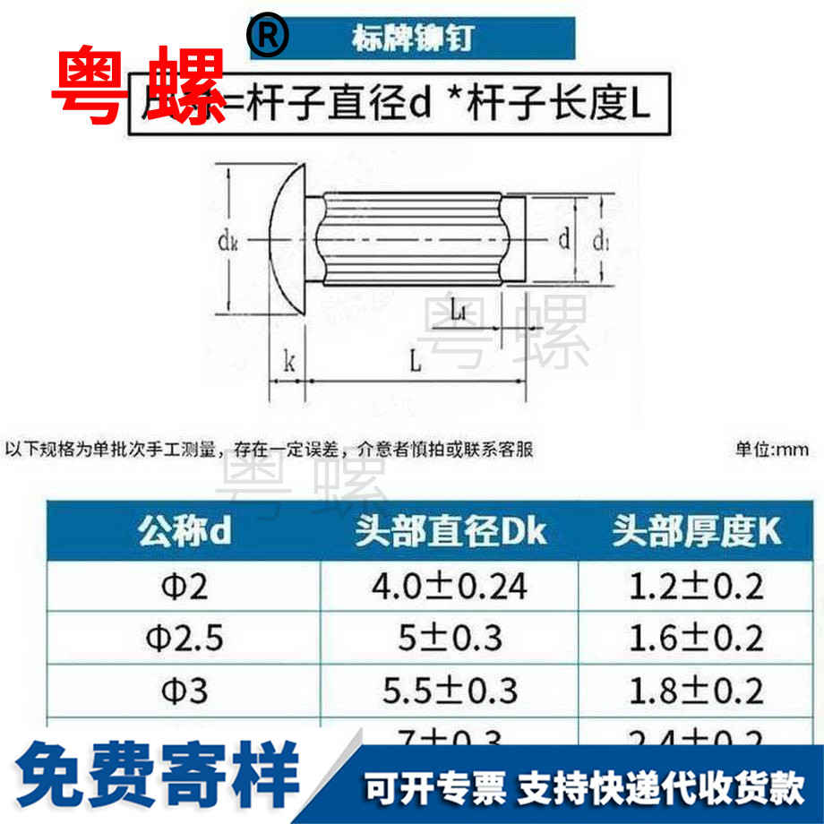 定制GB827西雙版納鋁西雙版納標牌鉚釘